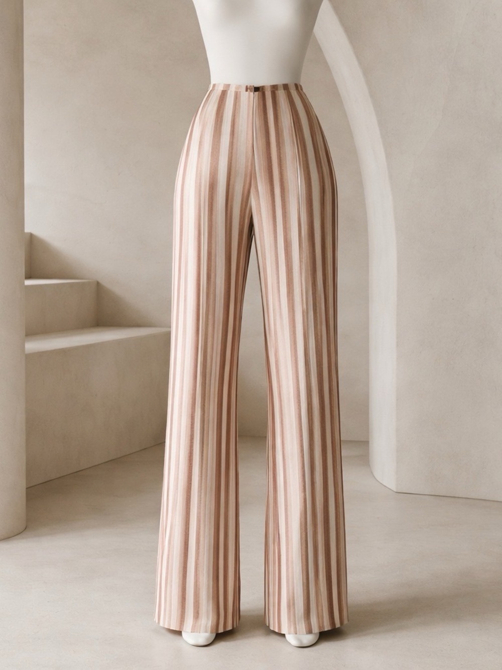 Elegant Striped High Rise Wide-Leg Pants